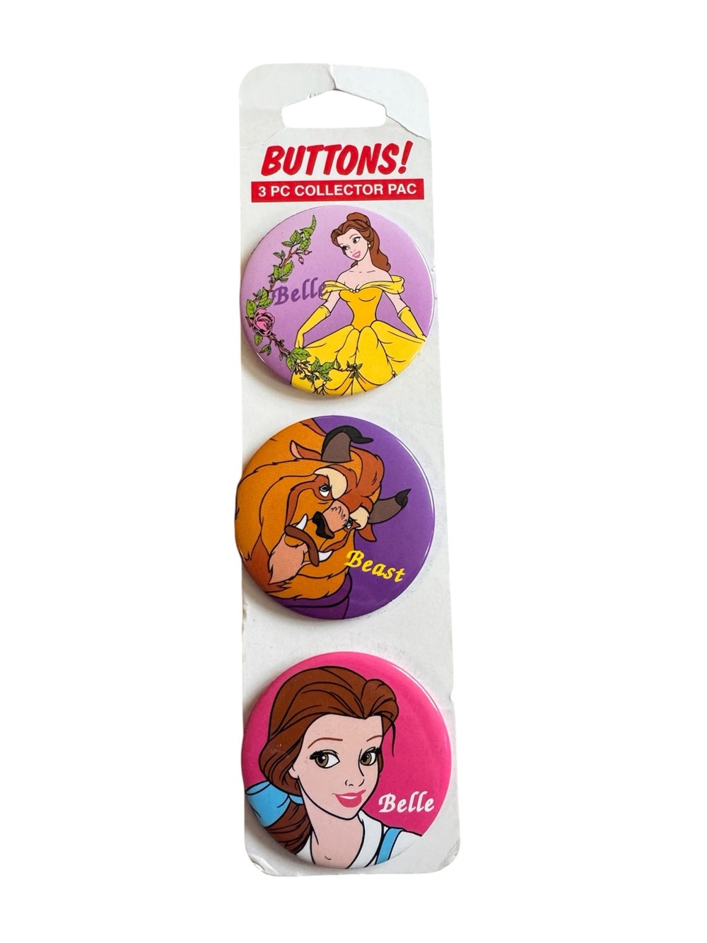 Vintage Beauty & The Beast Pin Buttons Set Belle Beast Disney Y2K Toys R Us